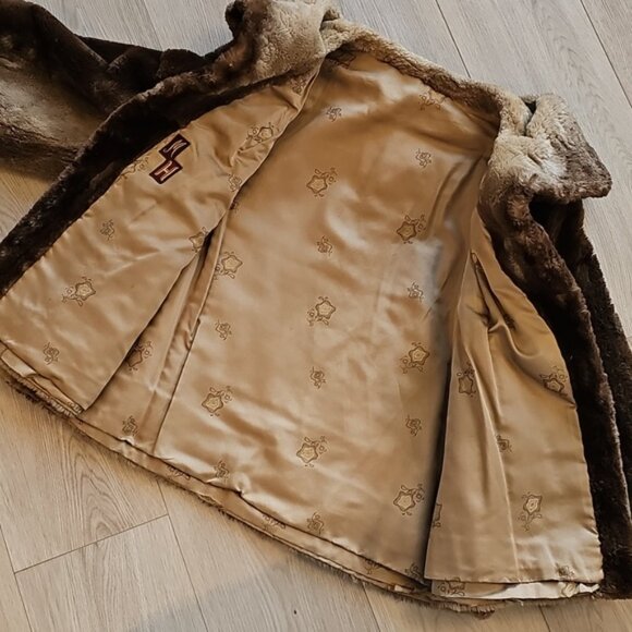 Vintage Beaver Fur Swing Coat Cropped Sleeve Jacket Medium - Picture 8 of 12